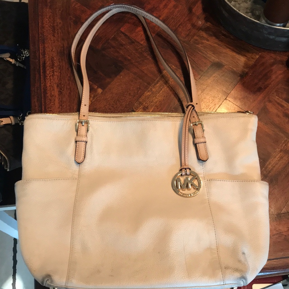 Michael Kors White Leather Tote